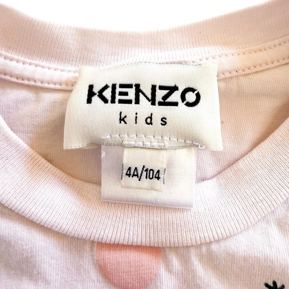 Kenzo Kids Tiger Jungle Graphic Long Sleeve Tee Pink Girls 4 104 Designer Top 4A
